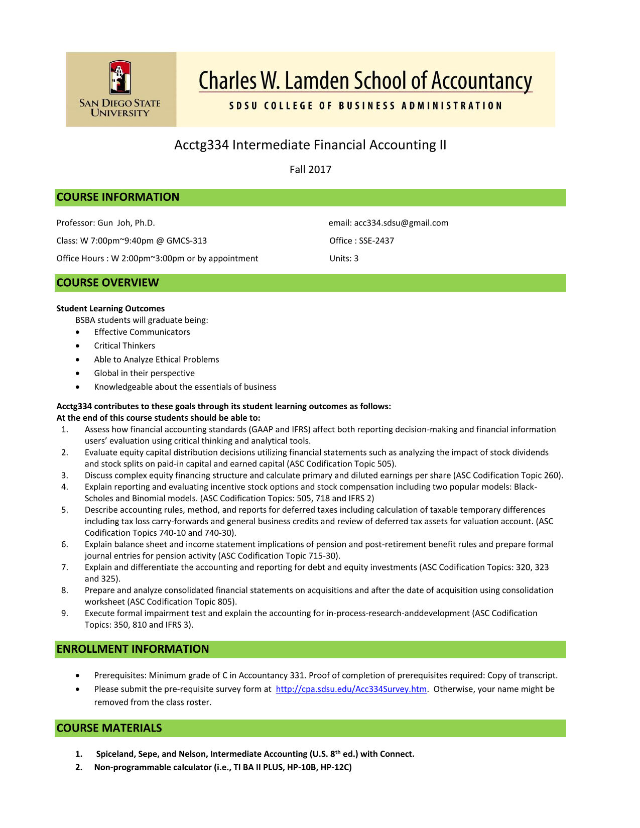 Current Developments at San Diego State University (SDSU)