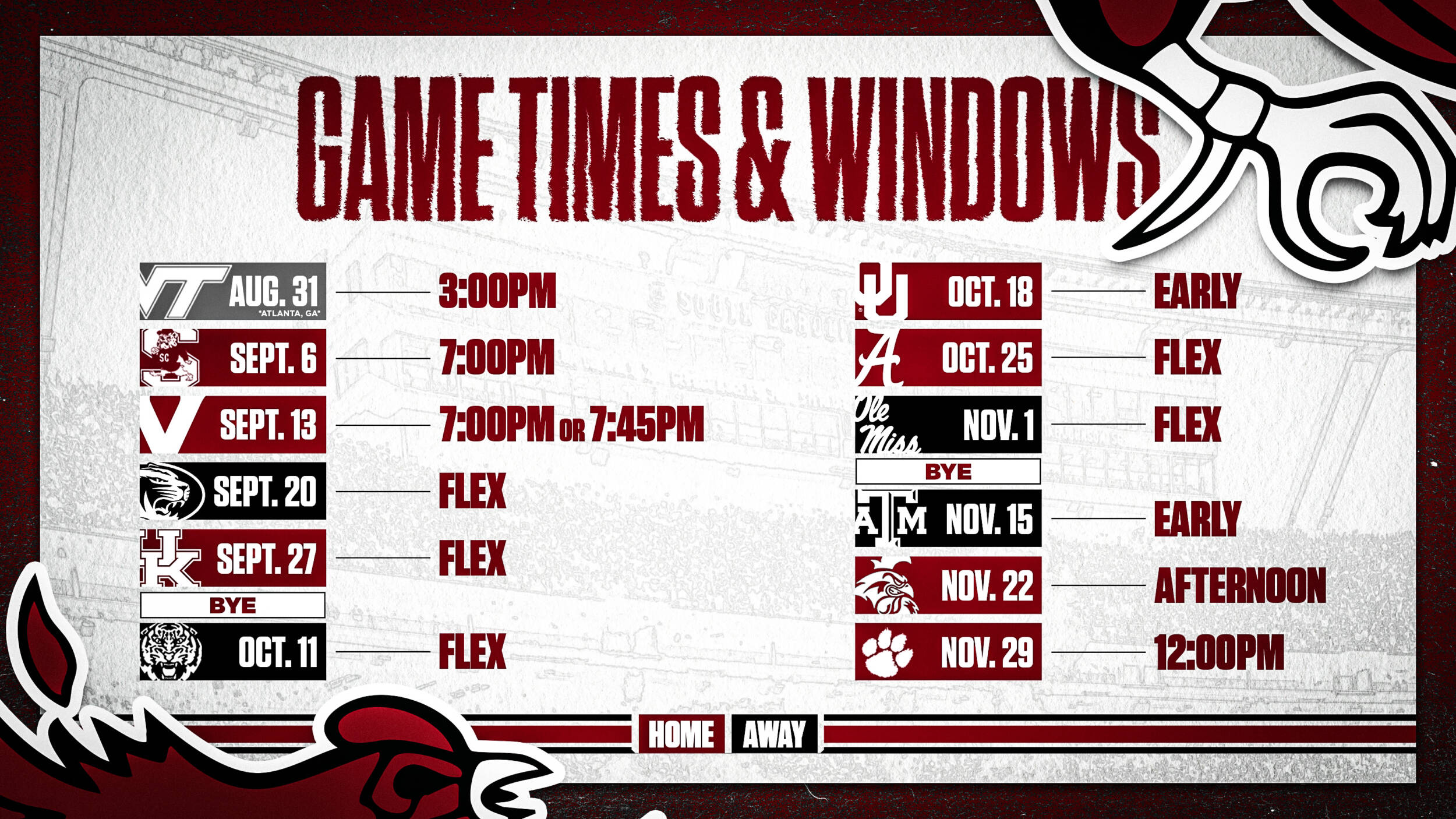 2023 South Carolina Football Schedule Released