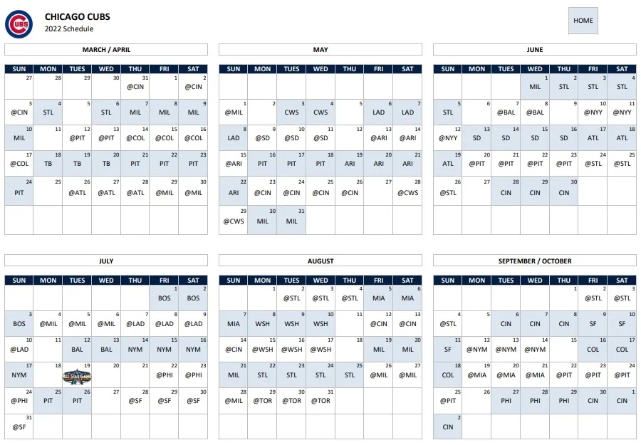 The Complete Chicago Cubs Schedule for 2023 Season