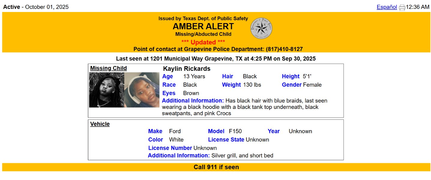 Latest Developments in the Kaylin Rickards Amber Alert Case
