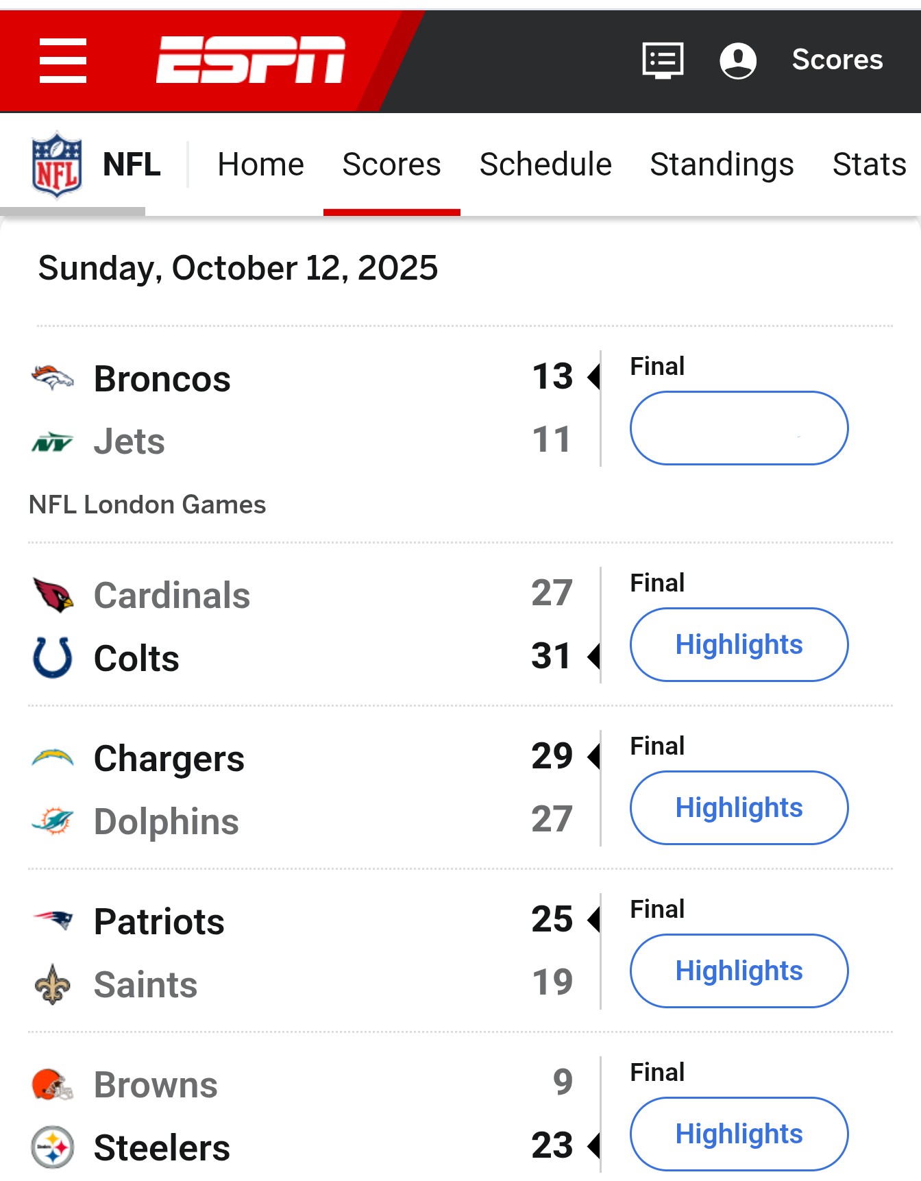 Recap of NFL Scores from Yesterday’s Exciting Matchups