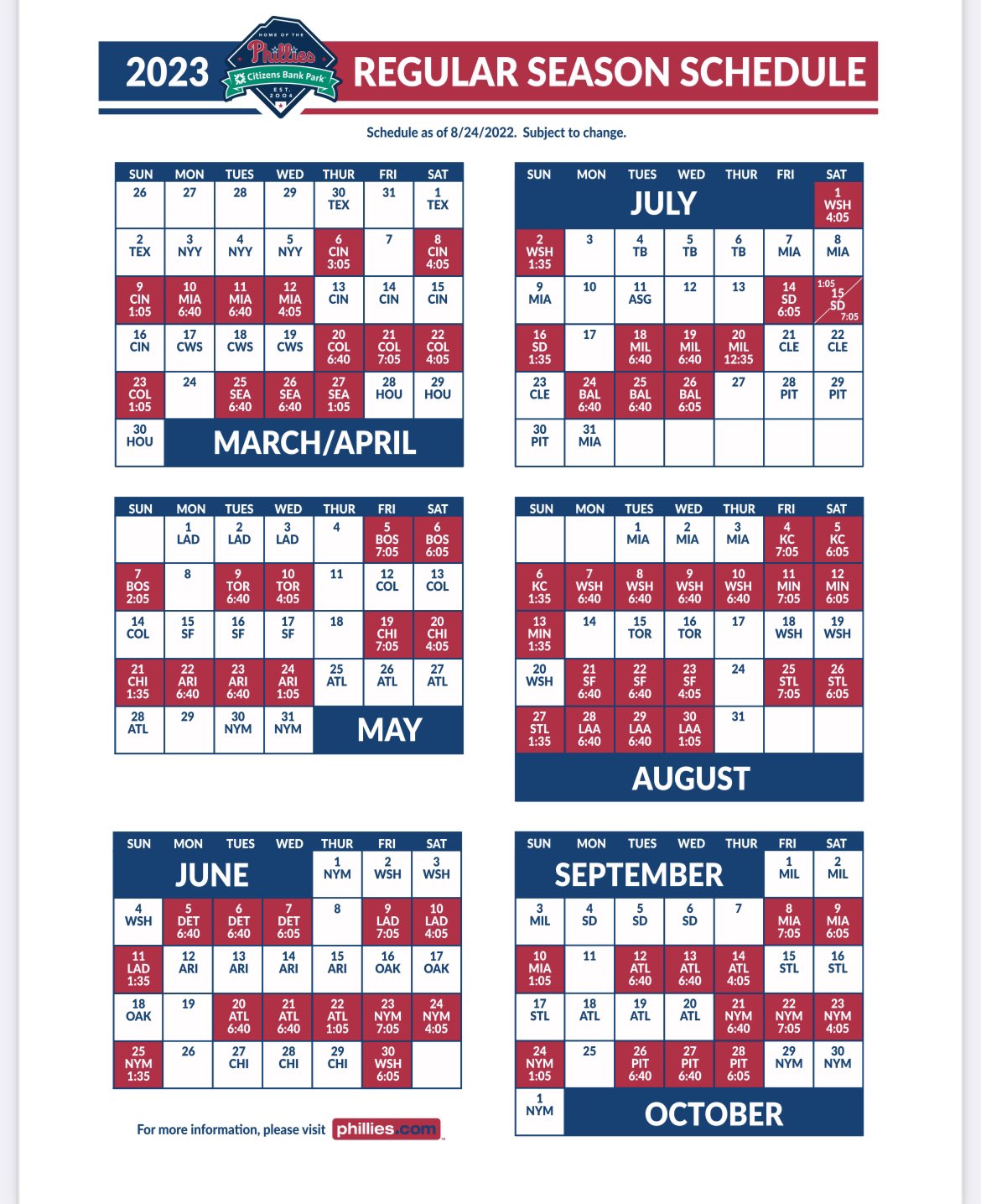 2023 Philadelphia Phillies Schedule: Key Dates and Matchups