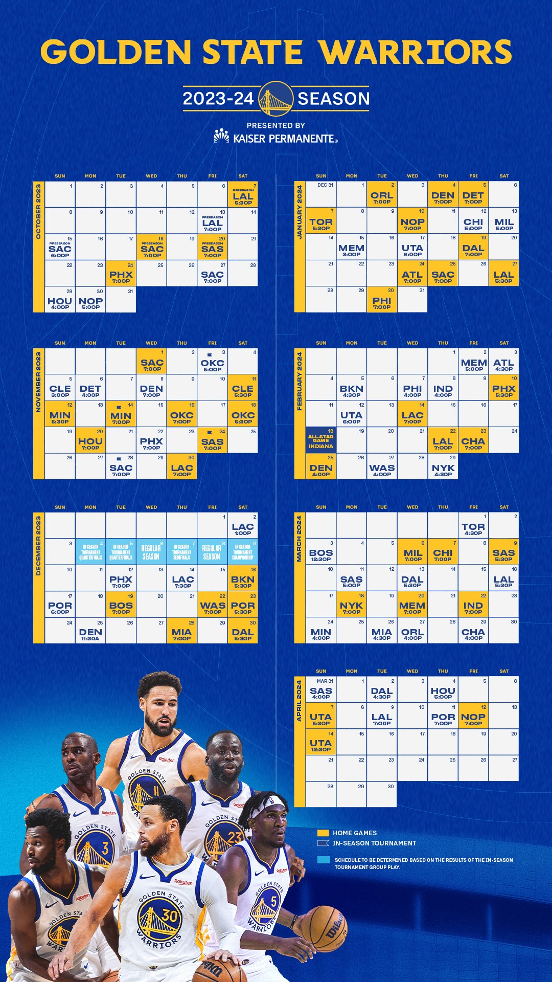 2023-2024 Golden State Warriors Schedule and Highlights