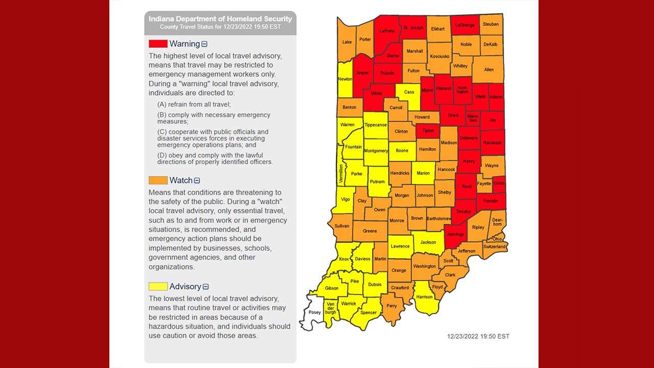 Understanding the Travel Advisory Map for Indiana