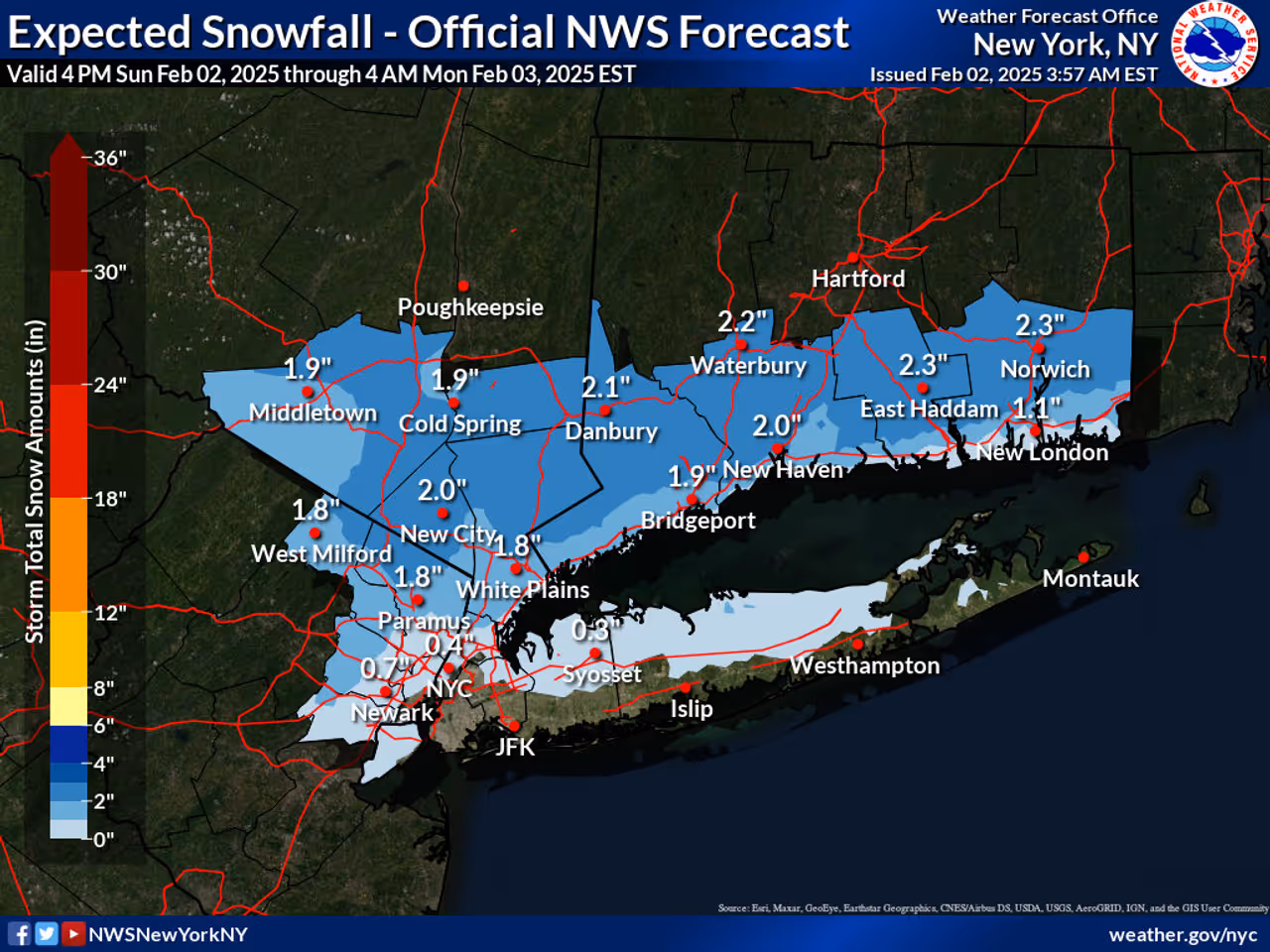Winter Storm Snowfall Totals Across the United States